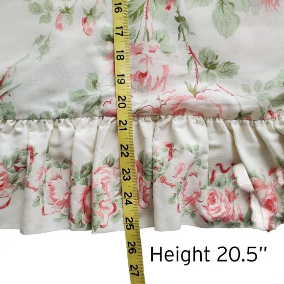 Laura Ashley VTG Set (2) Pink Country Roses Standard Large Ruffle Pillow Shams
